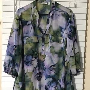 Susan Graver Semi Sheer Top Sz 2x